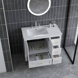FUNKOL 36 in. x 18.3 in. x 32.9 in. White MDF Rectangle Bathroom Vanity Cabinet Ready to Assembly, Solid Wood Plus