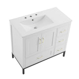 FUNKOL 36 in. x 18.3 in. x 32.9 in. White MDF Rectangle Bathroom Vanity Cabinet Ready to Assembly, Solid Wood Plus