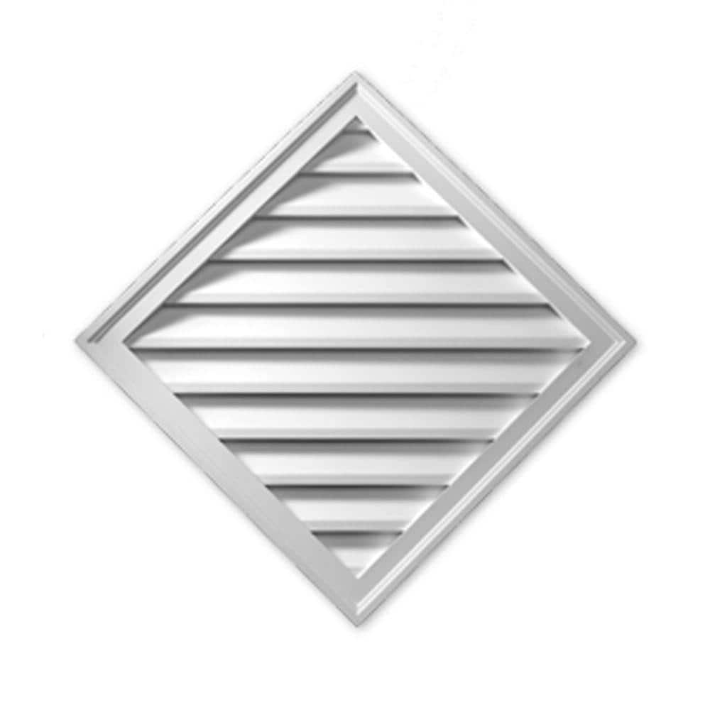 Fypon 24 in. x 24 in. Diamond White Polyurethane Weather-Resistant Gable Louver Vent