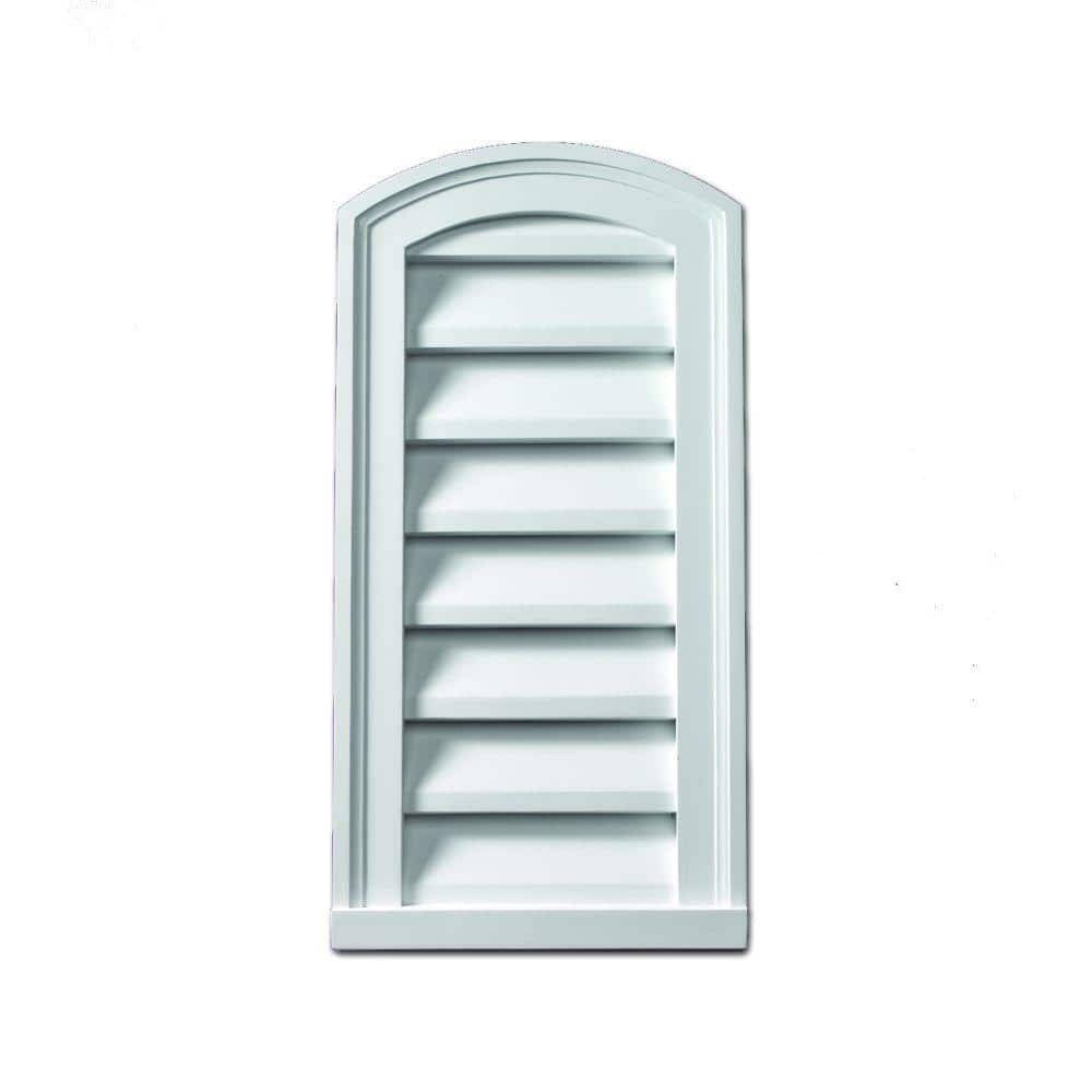 Fypon 12 in. x 24 in. Round Top White Polyurethane Weather-Resistant Gable Louver Vent