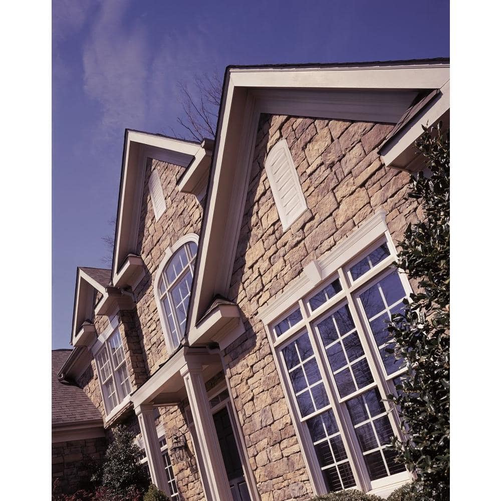 Fypon 18 in. x 30 in. Round Top White Polyurethane Weather-Resistant Gable Louver Vent