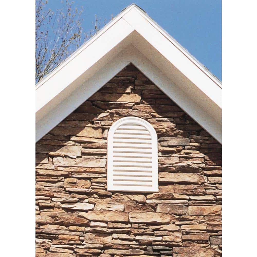 Fypon 22 in. x 31.5 in. Round Top White Polyurethane Weather-Resistant Functional Gable Louver Vent