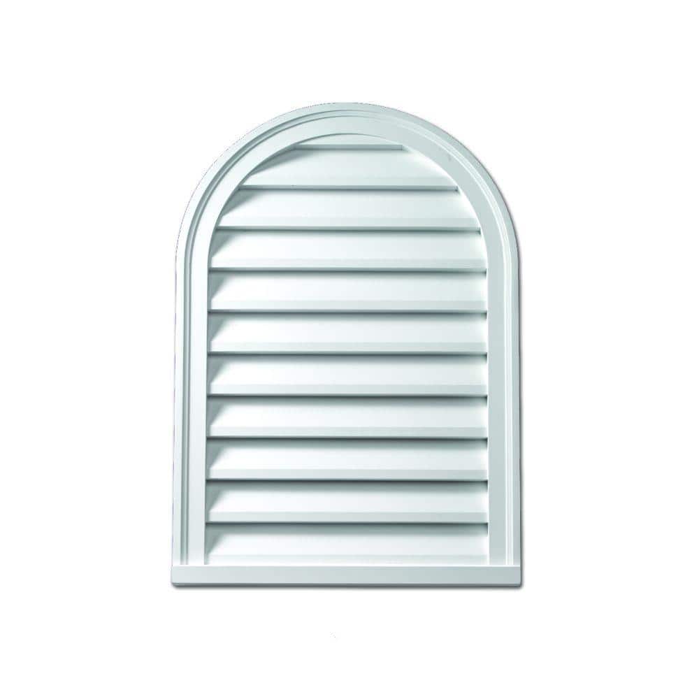 Fypon 22 in. x 31.5 in. Round Top White Polyurethane Weather-Resistant Functional Gable Louver Vent