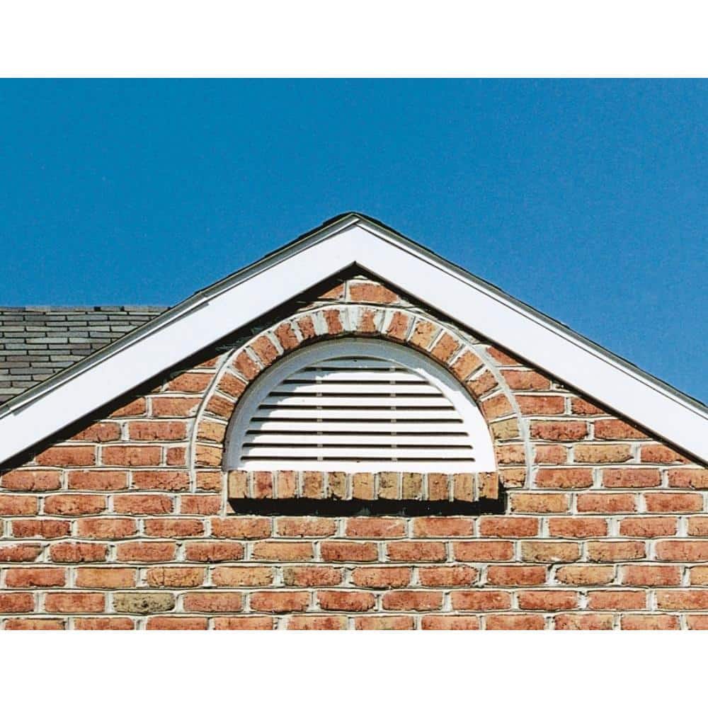 Fypon 36 in. x 18 in. Half Round White Polyurethane Weather-Resistant Functional Gable Louver Vent