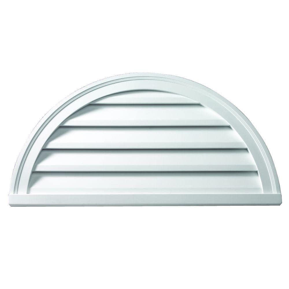 Fypon 36 in. x 18 in. Half Round White Polyurethane Weather-Resistant Functional Gable Louver Vent