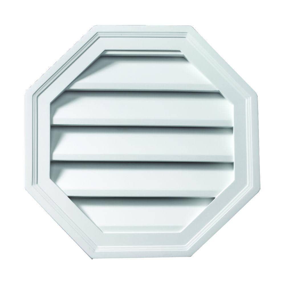 Fypon 24 in. x 24 in. Octagon White Polyurethane Weather-Resistant Gable Louver Vent