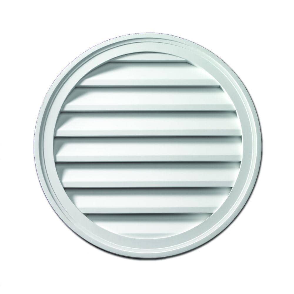 Fypon 24 in. x 24 in. Round White Polyurethane Weather-Resistant Gable Louver Vent