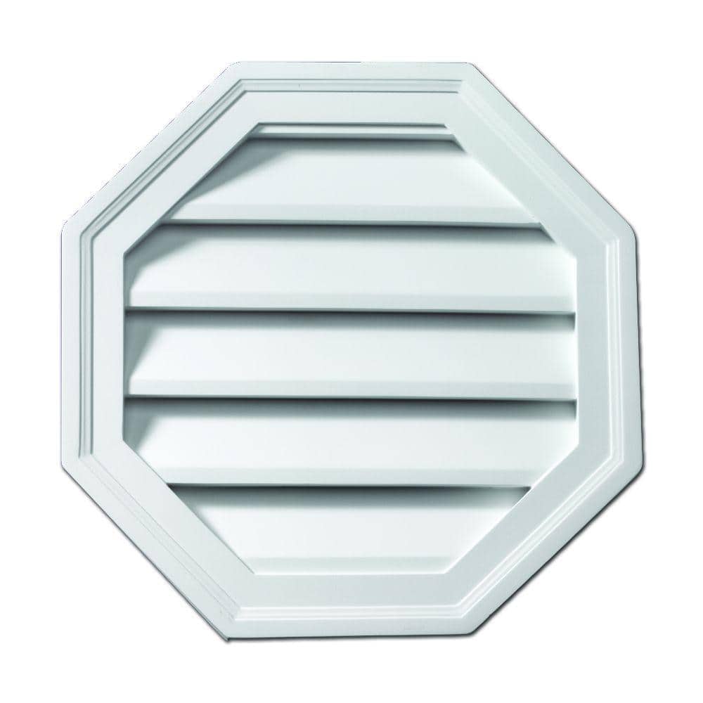 Fypon 22 in. x 22 in. Octagon White Polyurethane Weather-Resistant Gable Louver Vent