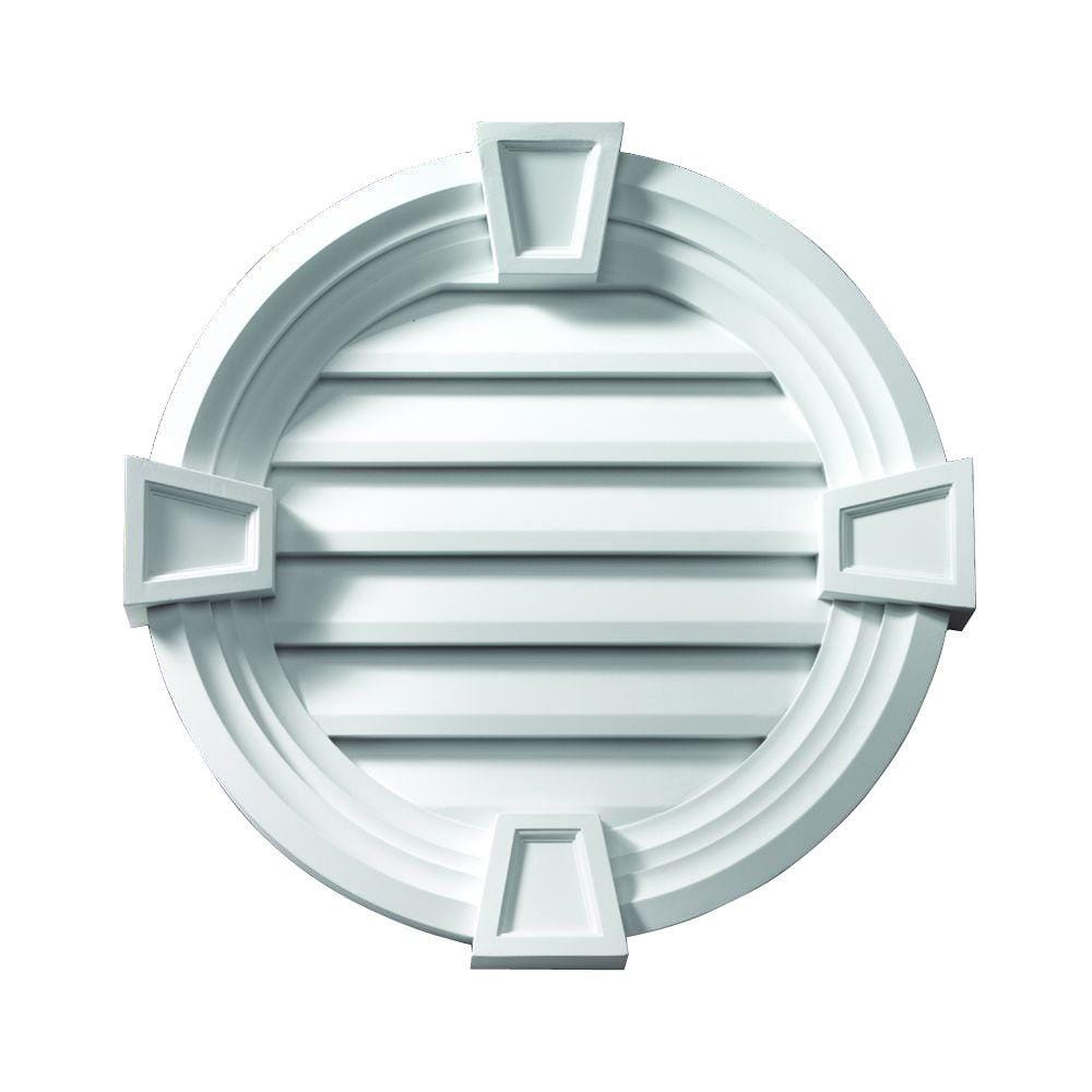 Fypon 19.125 in. x 19.125 in. Round White Polyurethane Weather-Resistant Gable Louver Vent