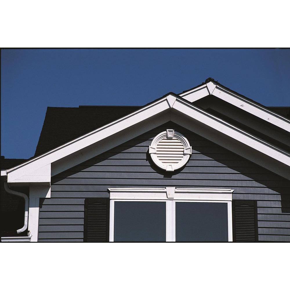 Fypon 33.25 in. x 33.25 in. Round White Polyurethane Weather Resistant Gable Louver Vent