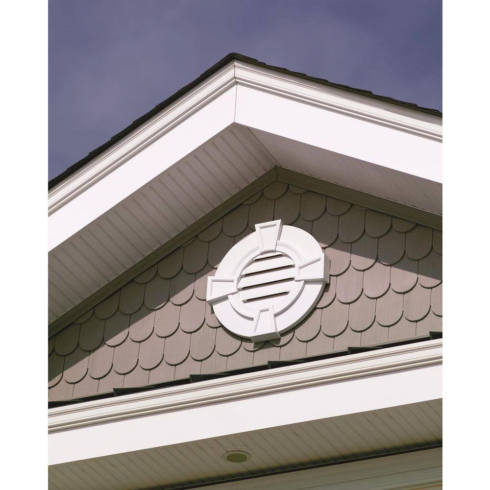 Fypon 36 in. x 36 in. Round White Polyurethane Weather-Resistant Gable Louver Vent