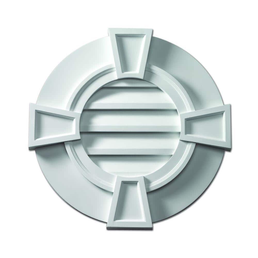 Fypon 36 in. x 36 in. Round White Polyurethane Weather-Resistant Gable Louver Vent