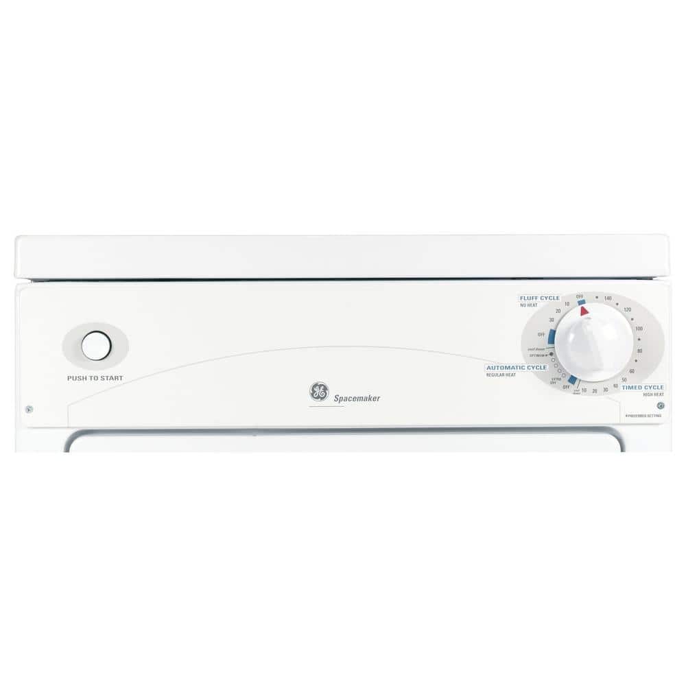 GE 3.6-cu ft Stackable Portable Electric Dryer (White on White)