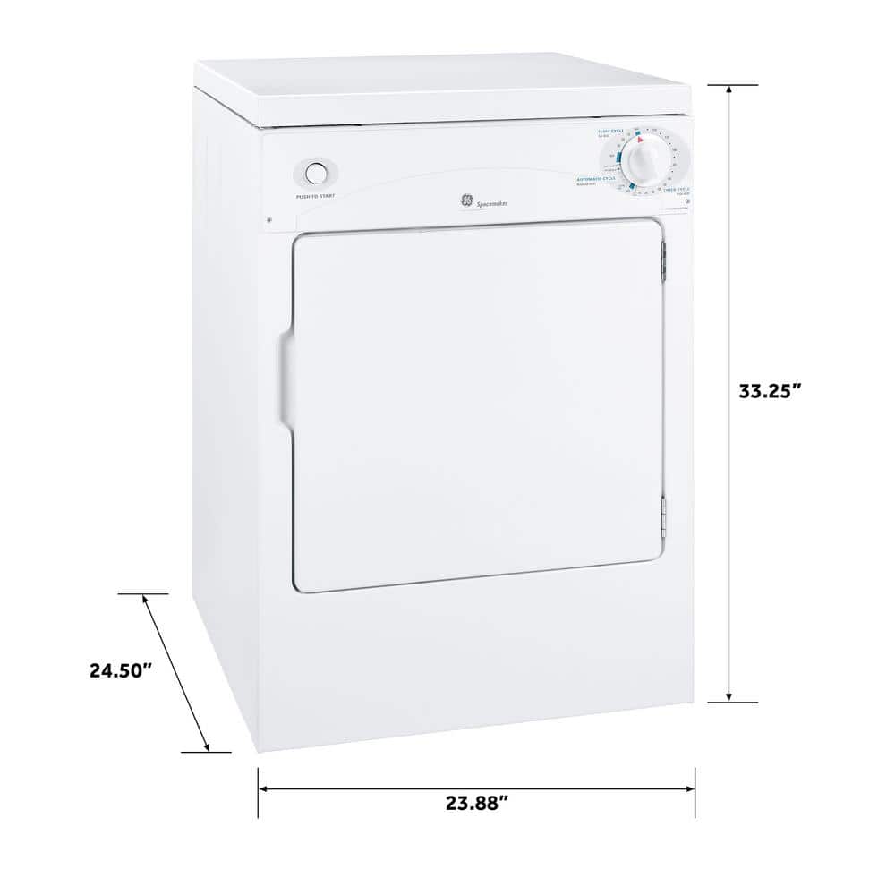 GE 3.6-cu ft Stackable Portable Electric Dryer (White on White)