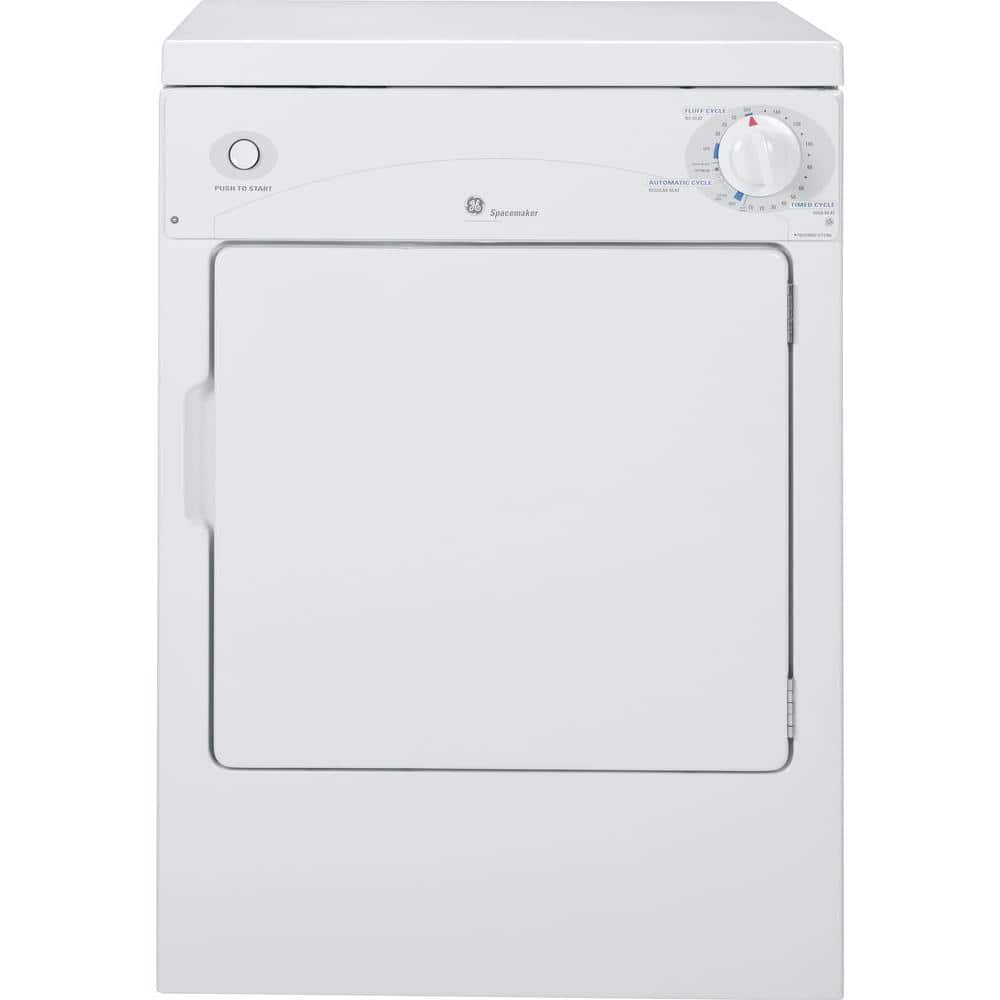 GE 3.6-cu ft Stackable Portable Electric Dryer (White on White)