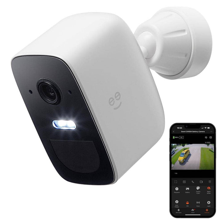 Geeni Freebird 2 Wireless Outdoor Smart Battery Operated Security Camera 2.4GHz Wi-Fi, Color Night Vision, 2 Way Talk, White