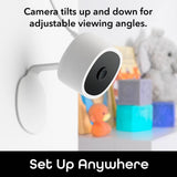 Geeni Vision 2K Wired Plug-In Indoor Smart Security Camera, Flexible Stem, Night Vision, Two-Way Talk, Live View, White
