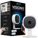 Geeni Vision 2K Wired Plug-In Indoor Smart Security Camera, Flexible Stem, Night Vision, Two-Way Talk, Live View, White