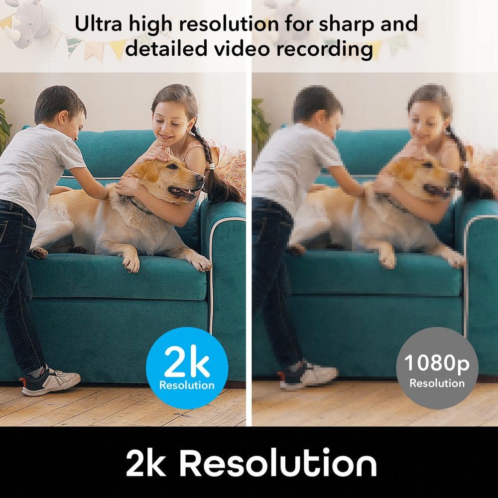 Geeni Vision 2K Wired Plug-In Indoor Smart Security Camera, Flexible Stem, Night Vision, Two-Way Talk, Live View, White