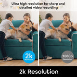 Geeni Vision 2K Wired Plug-In Indoor Smart Security Camera, Flexible Stem, Night Vision, Two-Way Talk, Live View, White
