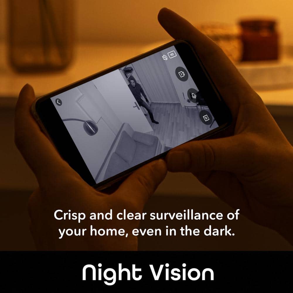 Geeni Vision 2K Wired Plug-In Indoor Smart Security Camera, Flexible Stem, Night Vision, Two-Way Talk, Live View, White