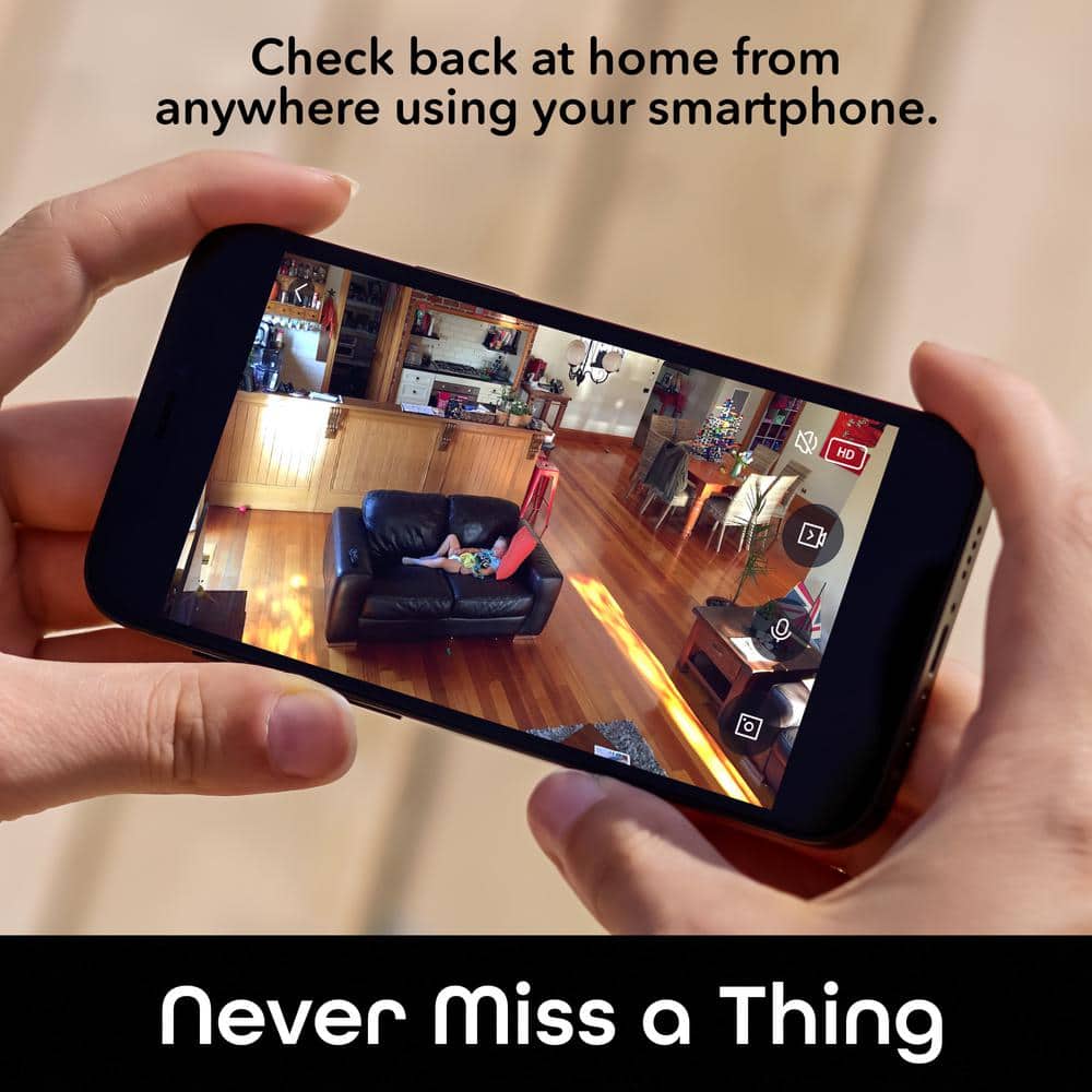 Geeni Vision 2K Wired Plug-In Indoor Smart Security Camera, Flexible Stem, Night Vision, Two-Way Talk, Live View, White