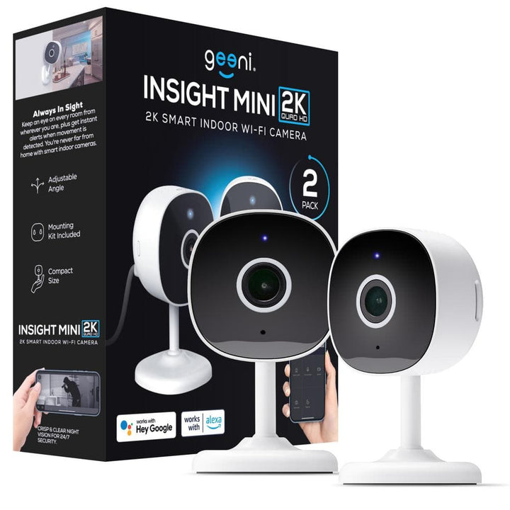 Geeni Insight Smart Security Camera for Home - 2K Quad HD, Wi-Fi, Motion Detection, Night Vision, 2-Way Audio (2-Pack)