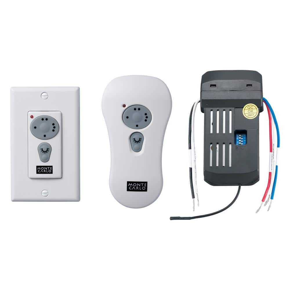 Ceiling Fan Control and Receiver with Three Speed Dimming Transmitter - Includes Enclosure for Remote or Plates for Wall