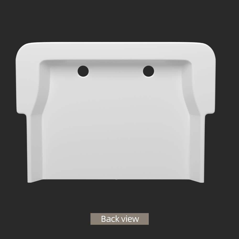 Getpro 24 in. Wall Mount Laundry Utility Sink in White - Farmhouse Ceramic with Bracket & Strainer