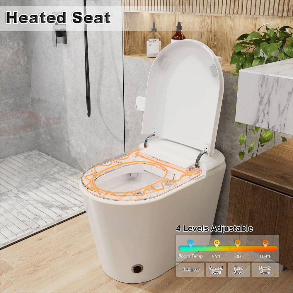 GIVING TREE Smart Toilet Bidet with 1.32 GPF Built-In Water Tank and Warm Air Dryer