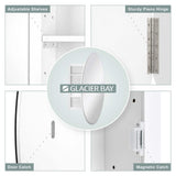 Glacier Bay 20 in. x 30 in. Frameless Recessed or Surface-Mount Bathroom Medicine Cabinet with Beveled Mirror, White