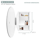 Glacier Bay 20 in. x 30 in. Frameless Recessed or Surface-Mount Bathroom Medicine Cabinet with Beveled Mirror, White