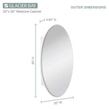 Glacier Bay 20 in. x 30 in. Frameless Recessed or Surface-Mount Bathroom Medicine Cabinet with Beveled Mirror, White