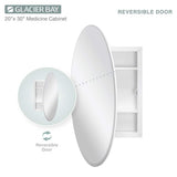 Glacier Bay 20 in. x 30 in. Frameless Recessed or Surface-Mount Bathroom Medicine Cabinet with Beveled Mirror, White