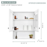Glacier Bay 22-7/8 in. W. x 27-7/8 in. H Framed Surface-Mount Rectangular Bathroom Medicine Cabinet with Mirror, White