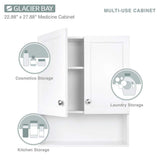 Glacier Bay 22-7/8 in. W. x 27-7/8 in. H Framed Surface-Mount Rectangular Bathroom Medicine Cabinet with Mirror, White