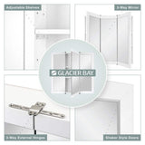 Glacier Bay 24-3/16 in. W x 24 in. H Framed Surface-Mount Tri-View Bathroom Medicine Cabinet with Mirror, White