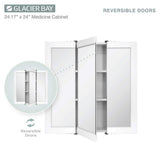 Glacier Bay 24-3/16 in. W x 24 in. H Framed Surface-Mount Tri-View Bathroom Medicine Cabinet with Mirror, White