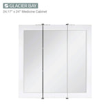 Glacier Bay 24-3/16 in. W x 24 in. H Framed Surface-Mount Tri-View Bathroom Medicine Cabinet with Mirror, White