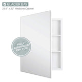 Glacier Bay 23.6 in. W x 30 in. H Rectangular Wood Composite Medicine Cabinet with Mirror