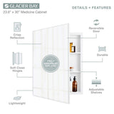 Glacier Bay 23.6 in. W x 30 in. H Rectangular Wood Composite Medicine Cabinet with Mirror