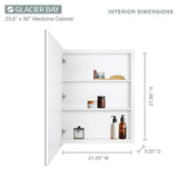 Glacier Bay 23.6 in. W x 30 in. H Rectangular Wood Composite Medicine Cabinet with Mirror