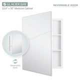 Glacier Bay 23.6 in. W x 30 in. H Rectangular Wood Composite Medicine Cabinet with Mirror