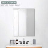 Glacier Bay 23.6 in. W x 30 in. H Rectangular Wood Composite Medicine Cabinet with Mirror