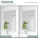 Glacier Bay 23.6 in. W x 30 in. H Rectangular Wood Composite Medicine Cabinet with Mirror