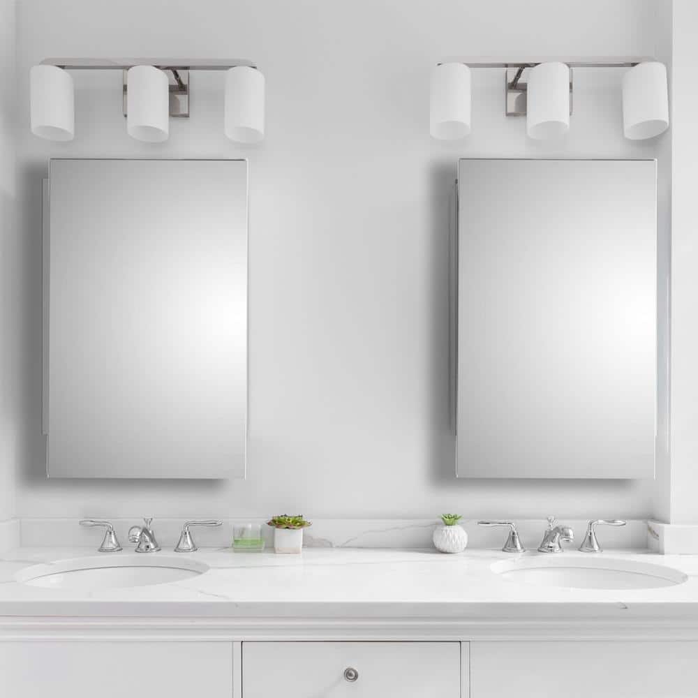 Glacier Bay Spacecab 16 in. W x 26 in. H Rectangular Frameless Recessed Medicine Cabinet with Polished Edge Mirror and 6-Shelves