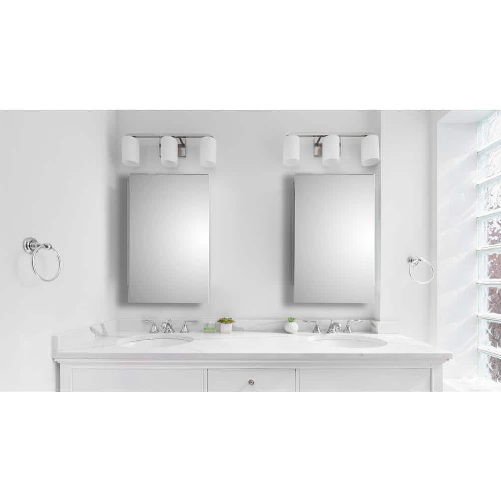 Glacier Bay Spacecab 16 in. W x 26 in. H Rectangular Frameless Recessed Medicine Cabinet with Polished Edge Mirror and 6-Shelves