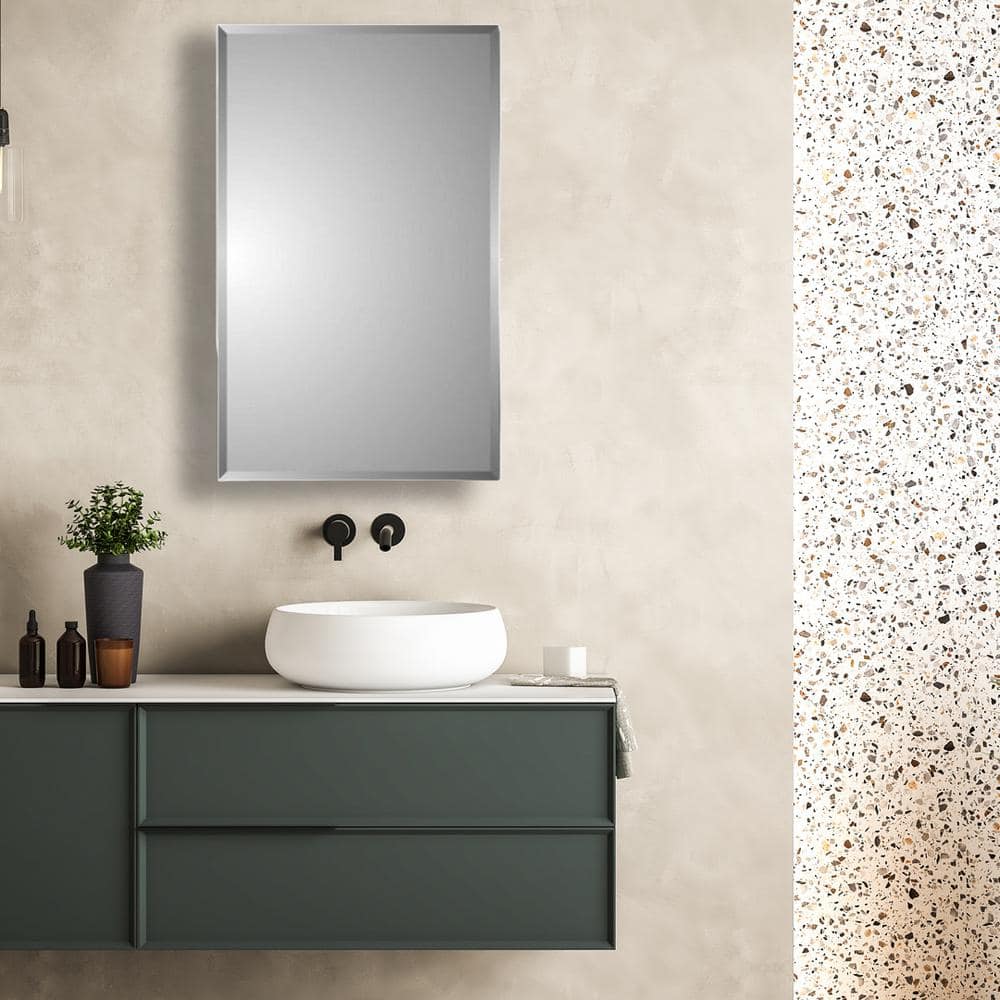 Glacier Bay Spacecab 16 in. x 26 in. x 3-1/2 in. Frameless Recessed 1-Door Medicine Cabinet with 6-Shelves and Beveled Edge Mirror