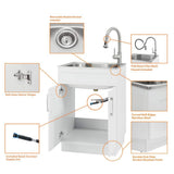Glacier Bay All-in-One Stainless Steel Utility Sink with Faucet and Cabinet, White