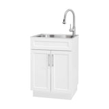 Glacier Bay All-in-One Stainless Steel Utility Sink with Faucet and Cabinet, White